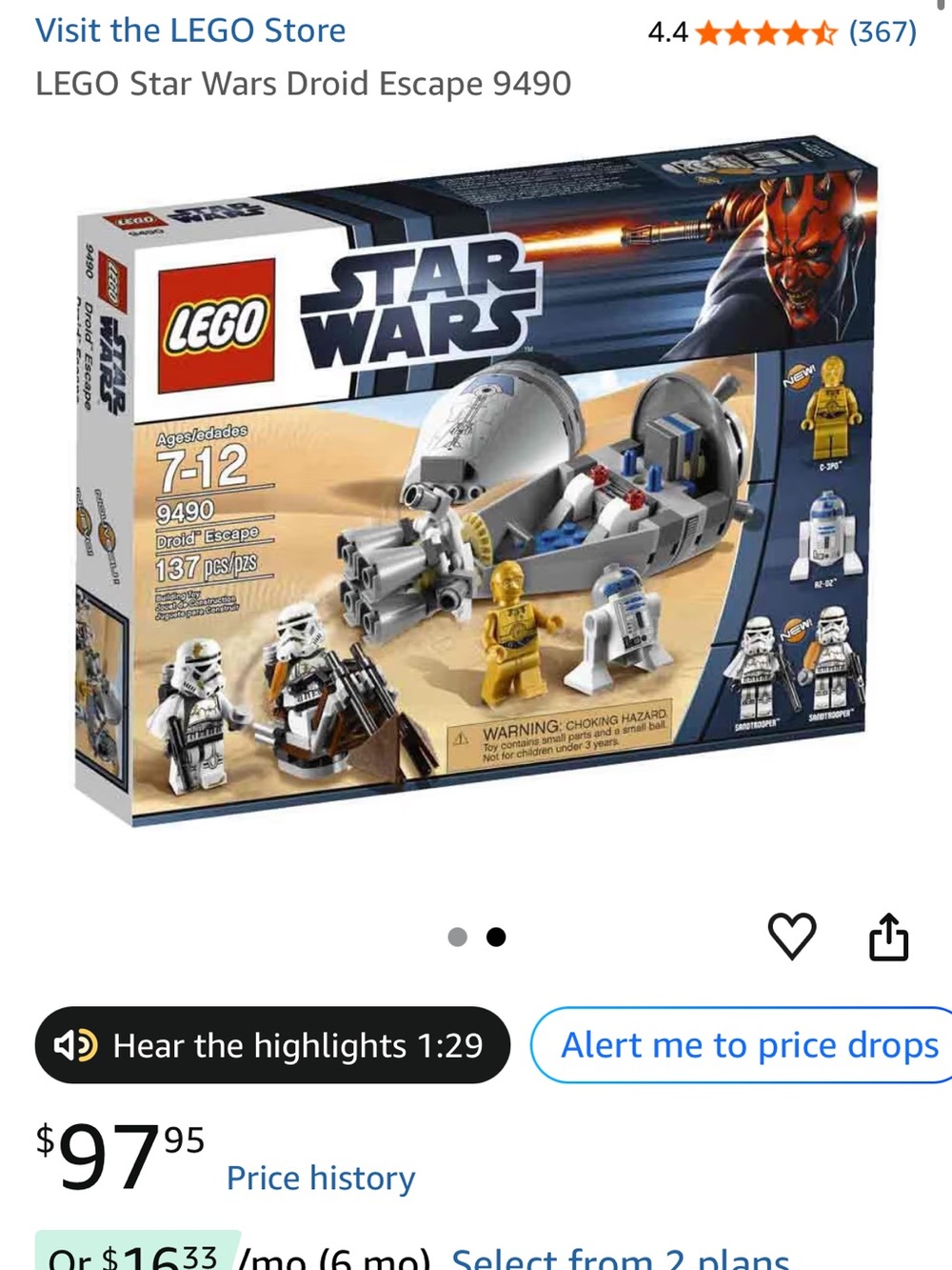 Lego Star Wars Droid Escape Playset - White, Blue, Gold